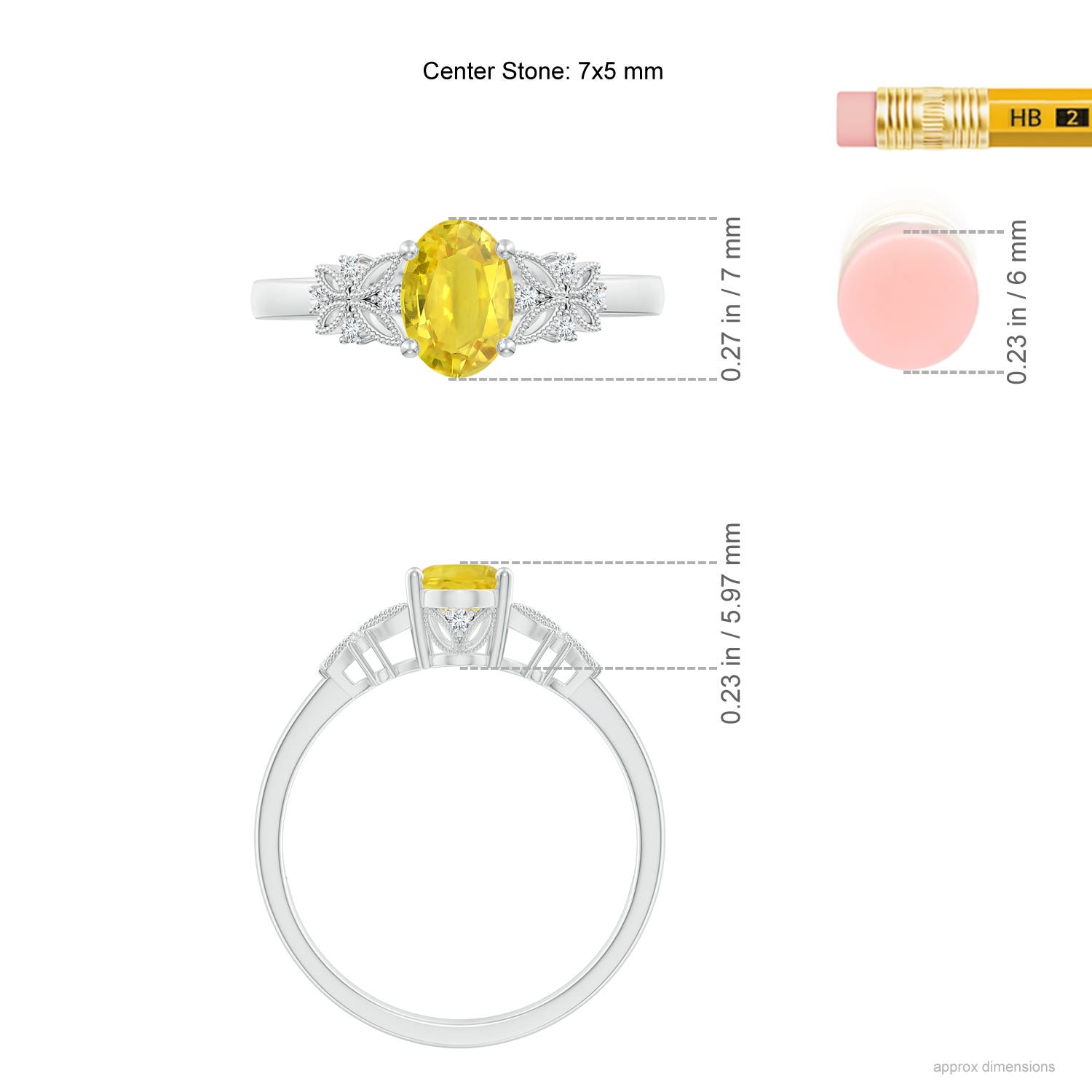 AA - Yellow Sapphire / 1.07 CT / 14 KT White Gold