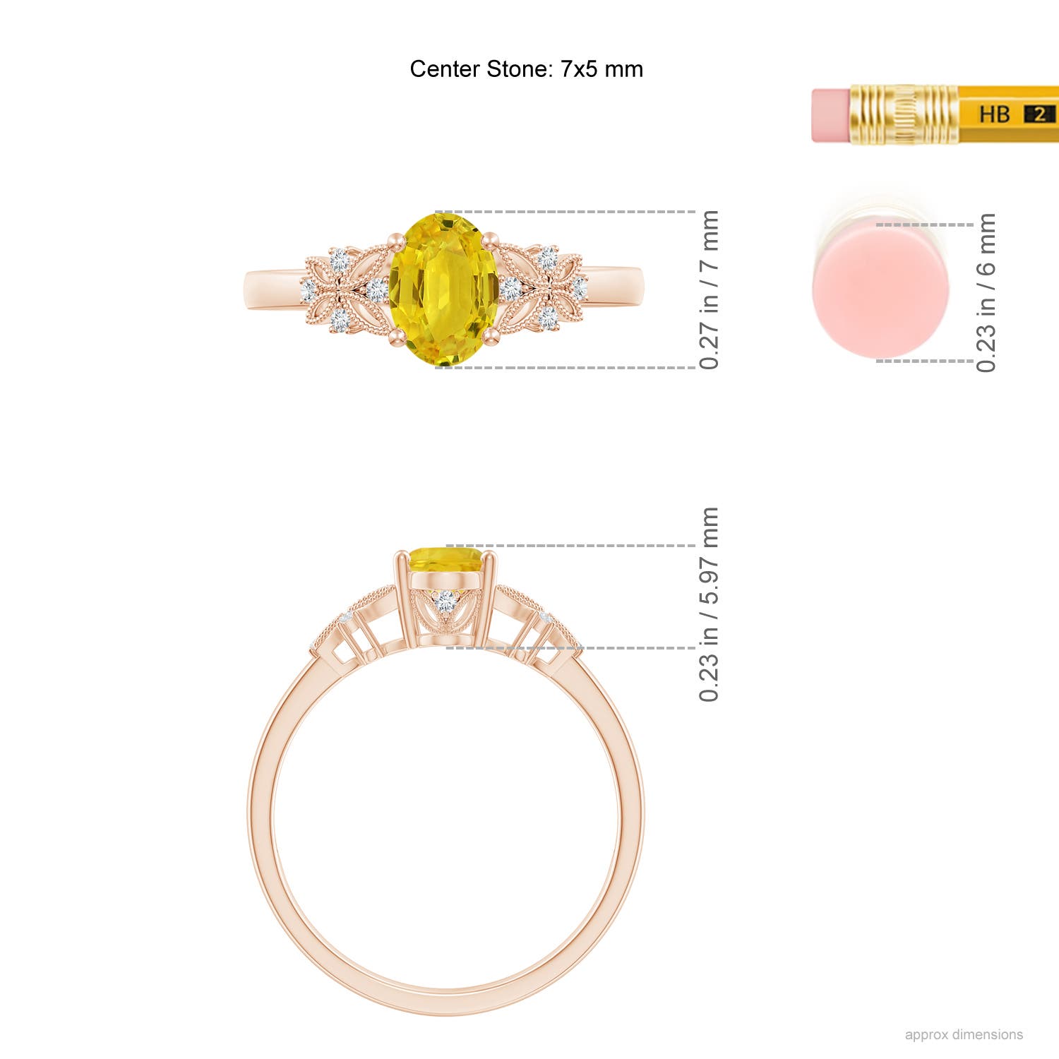 AAA - Yellow Sapphire / 1.07 CT / 14 KT Rose Gold