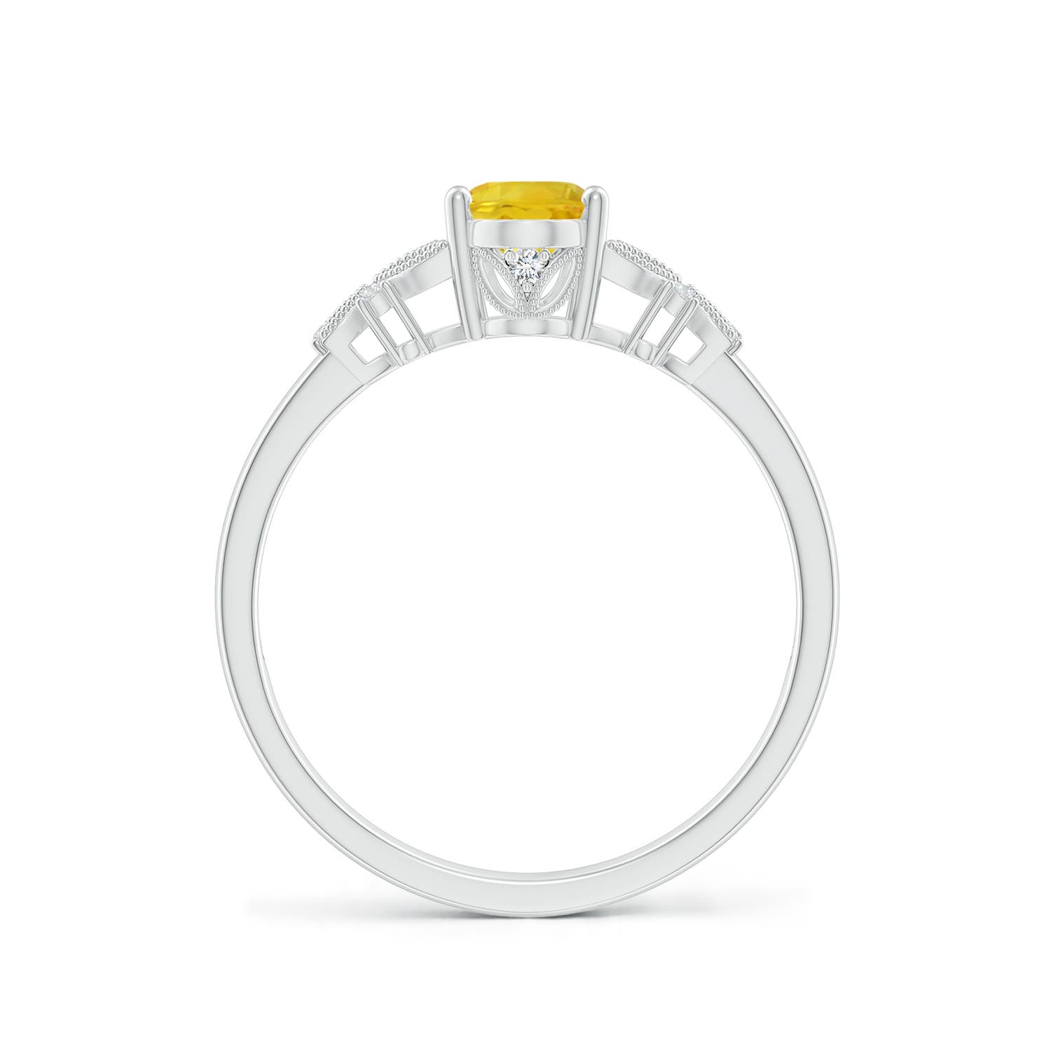 AAA - Yellow Sapphire / 1.07 CT / 14 KT White Gold