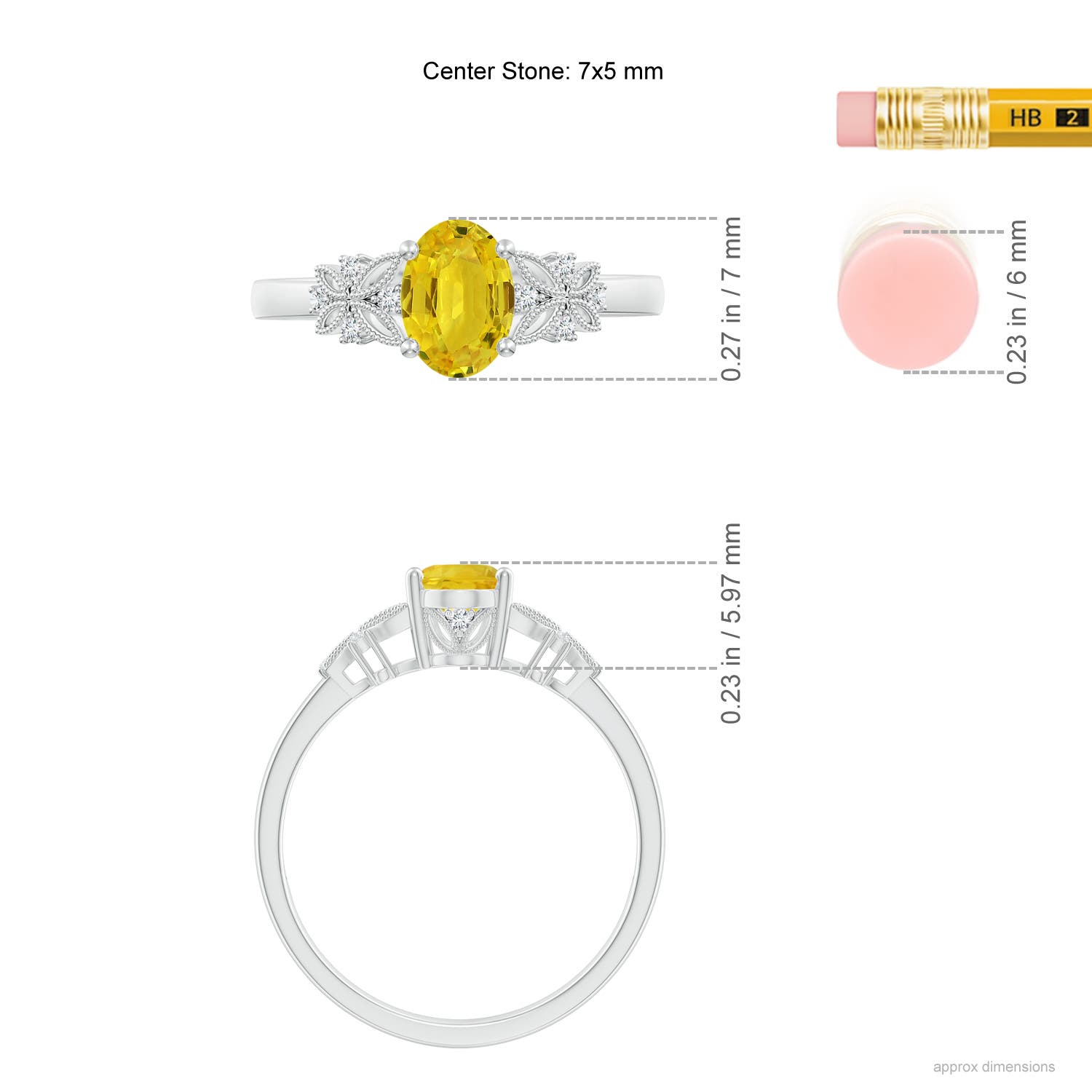 AAA - Yellow Sapphire / 1.07 CT / 14 KT White Gold