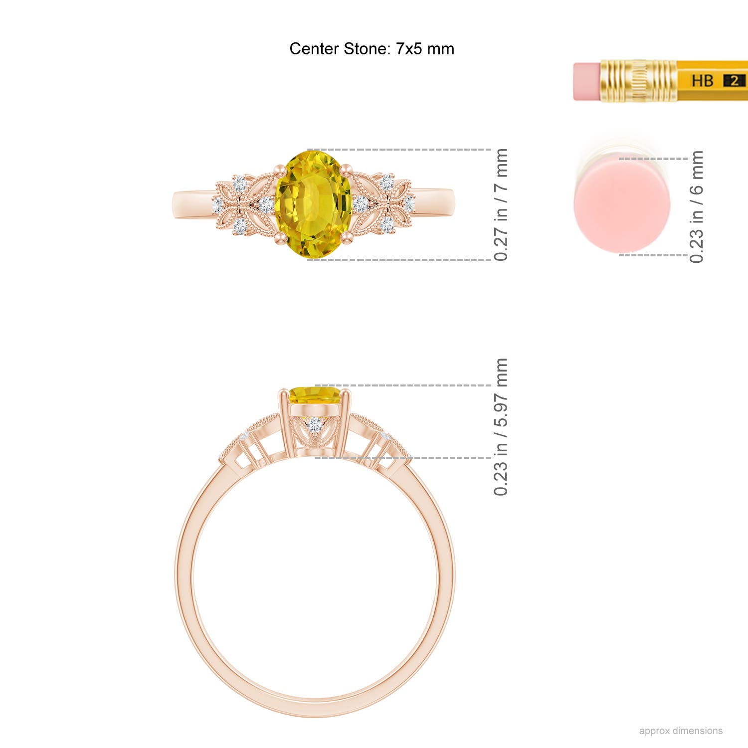 AAAA - Yellow Sapphire / 1.07 CT / 14 KT Rose Gold