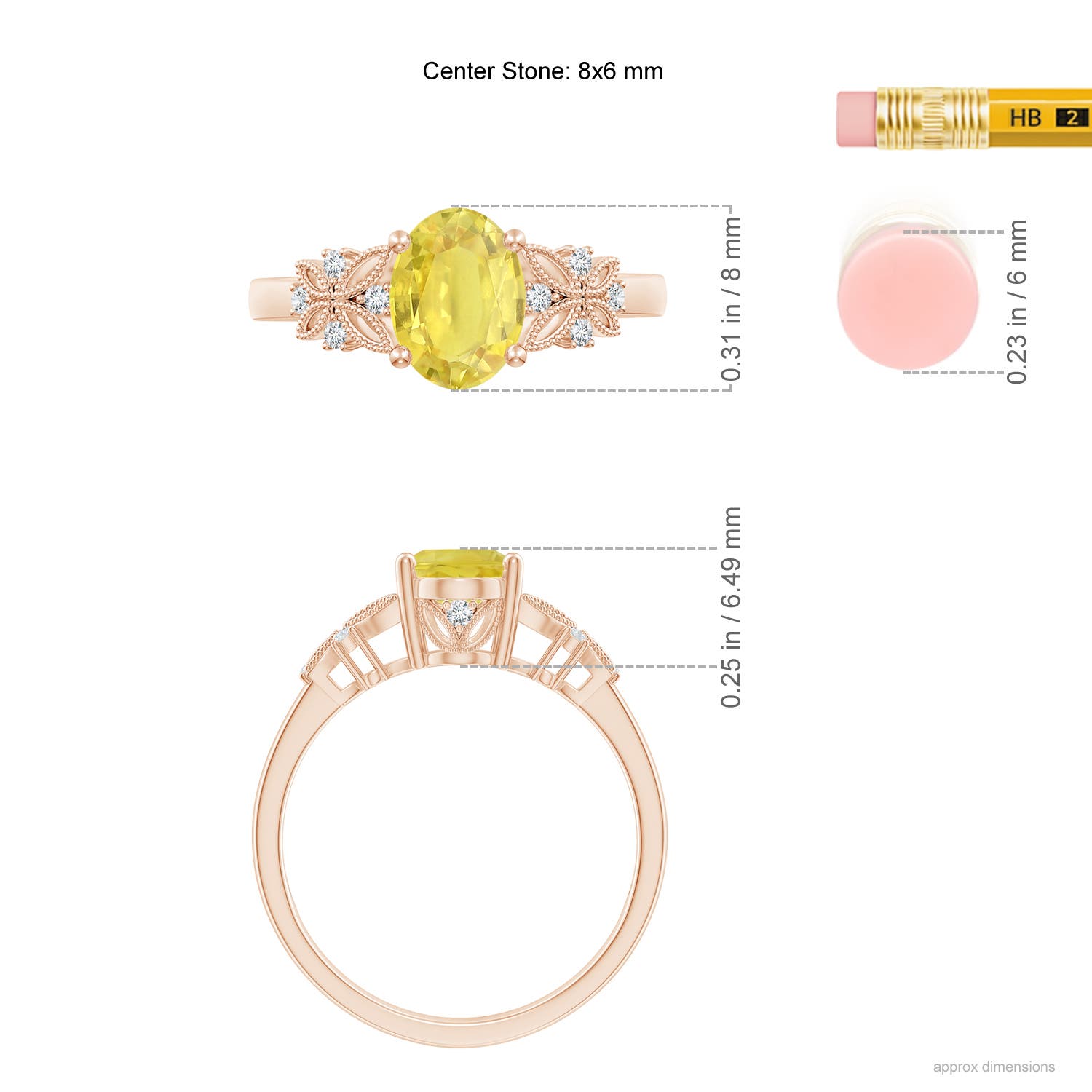 A - Yellow Sapphire / 1.6 CT / 14 KT Rose Gold