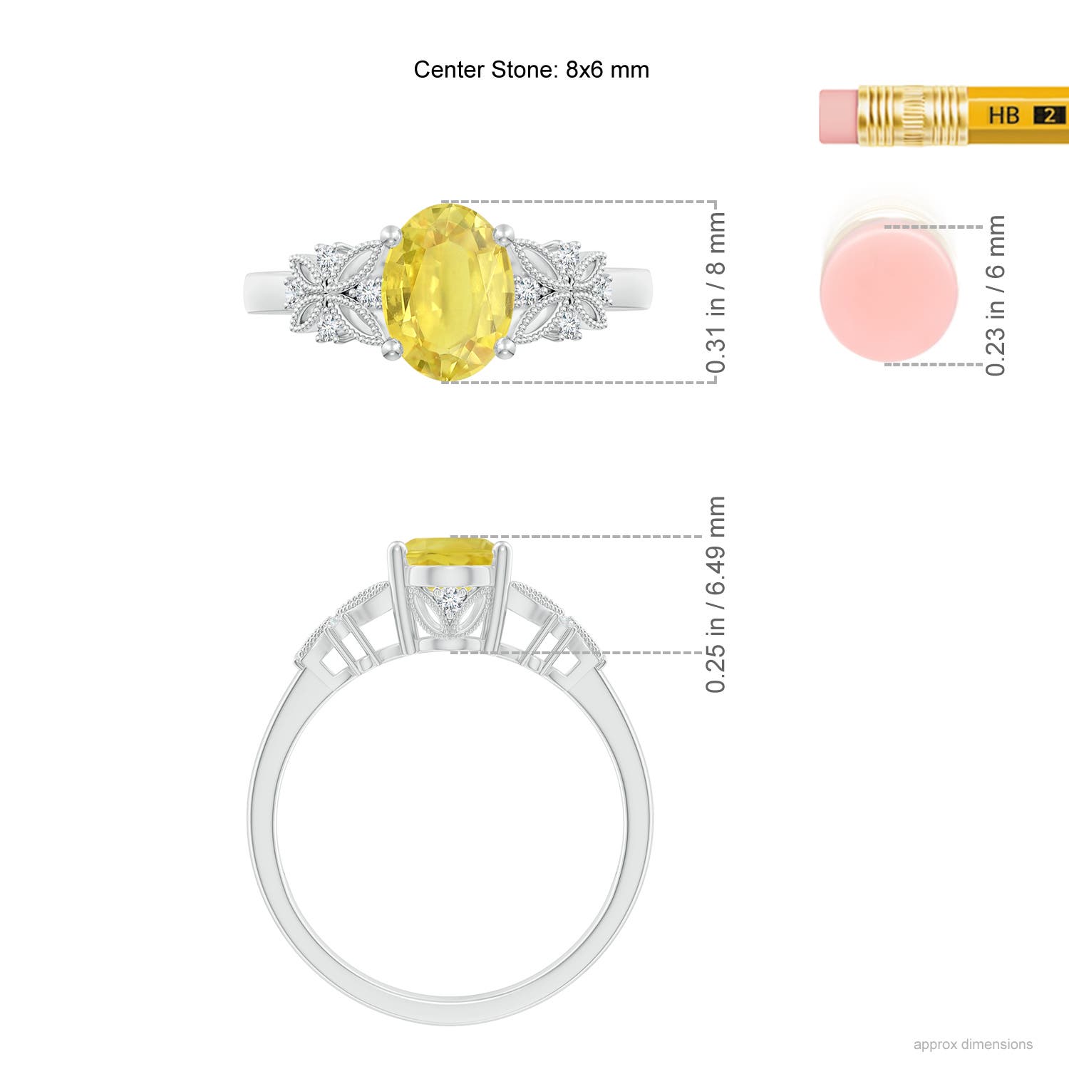 A - Yellow Sapphire / 1.6 CT / 14 KT White Gold