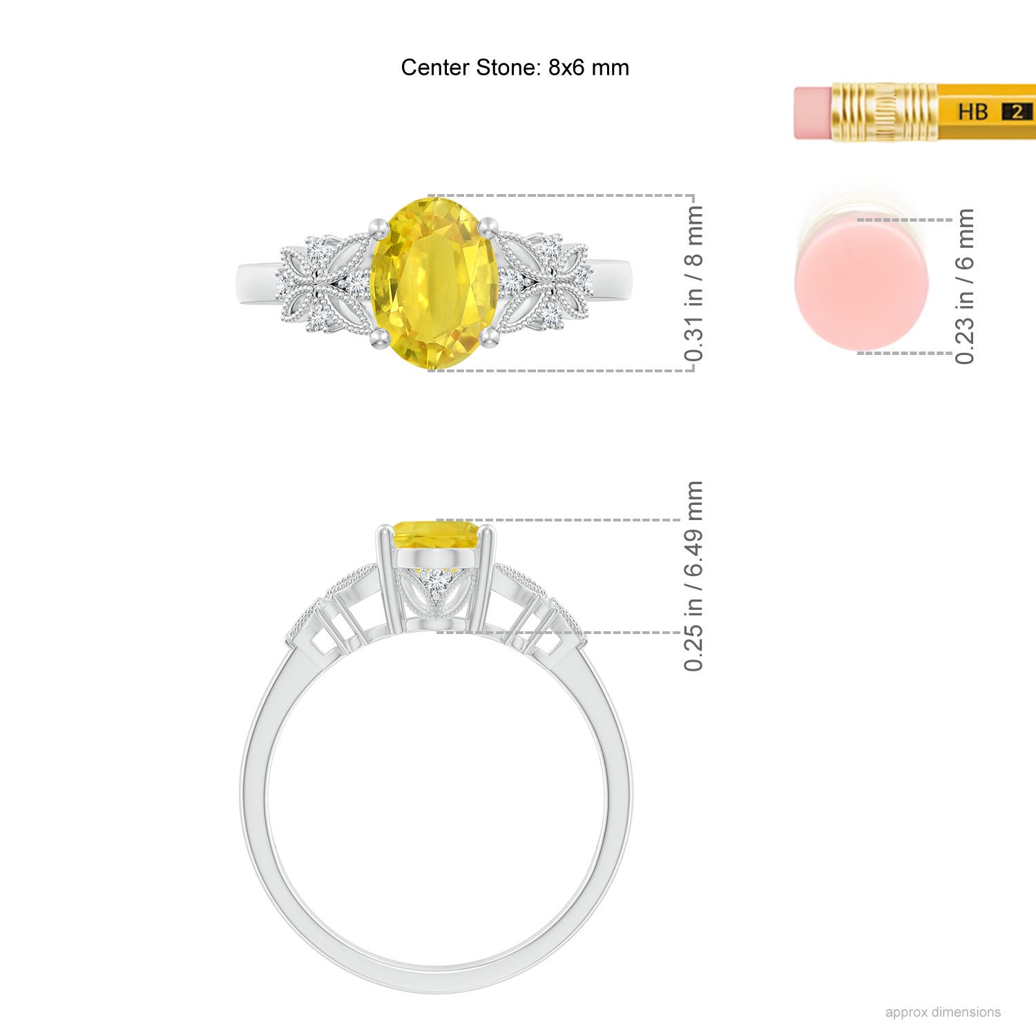 AA - Yellow Sapphire / 1.6 CT / 14 KT White Gold