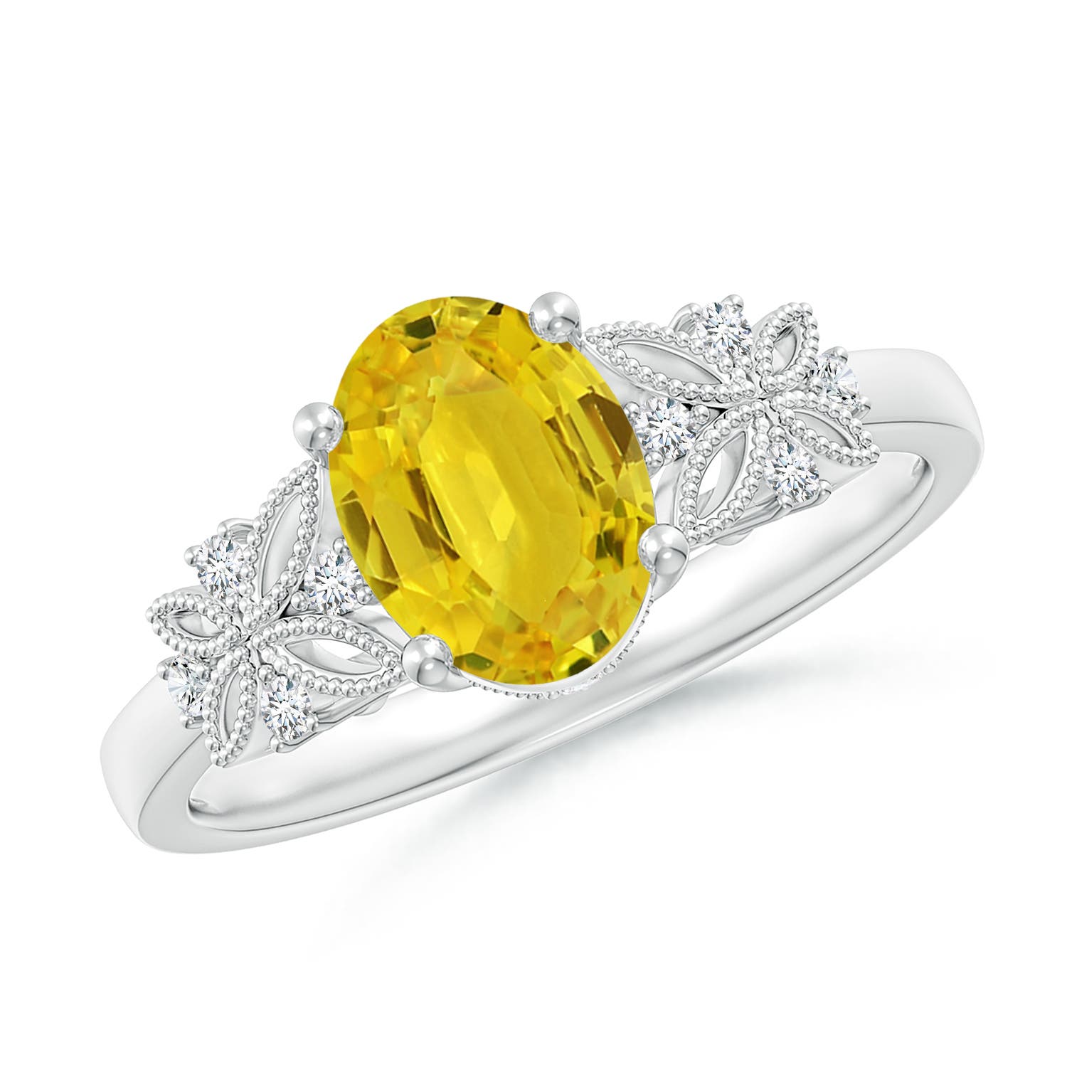 AAA - Yellow Sapphire / 1.6 CT / 14 KT White Gold