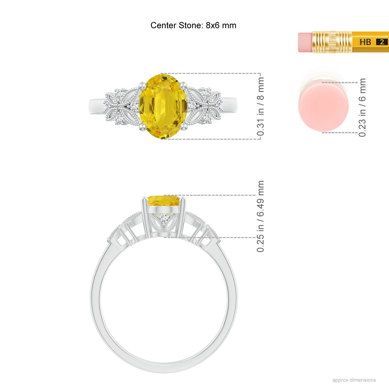 AAA - Yellow Sapphire / 1.6 CT / 14 KT White Gold