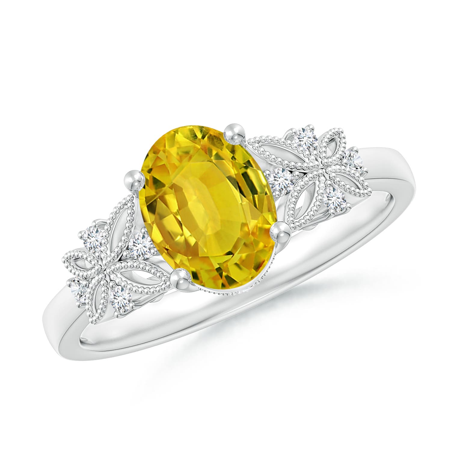 AAAA - Yellow Sapphire / 1.6 CT / 14 KT White Gold