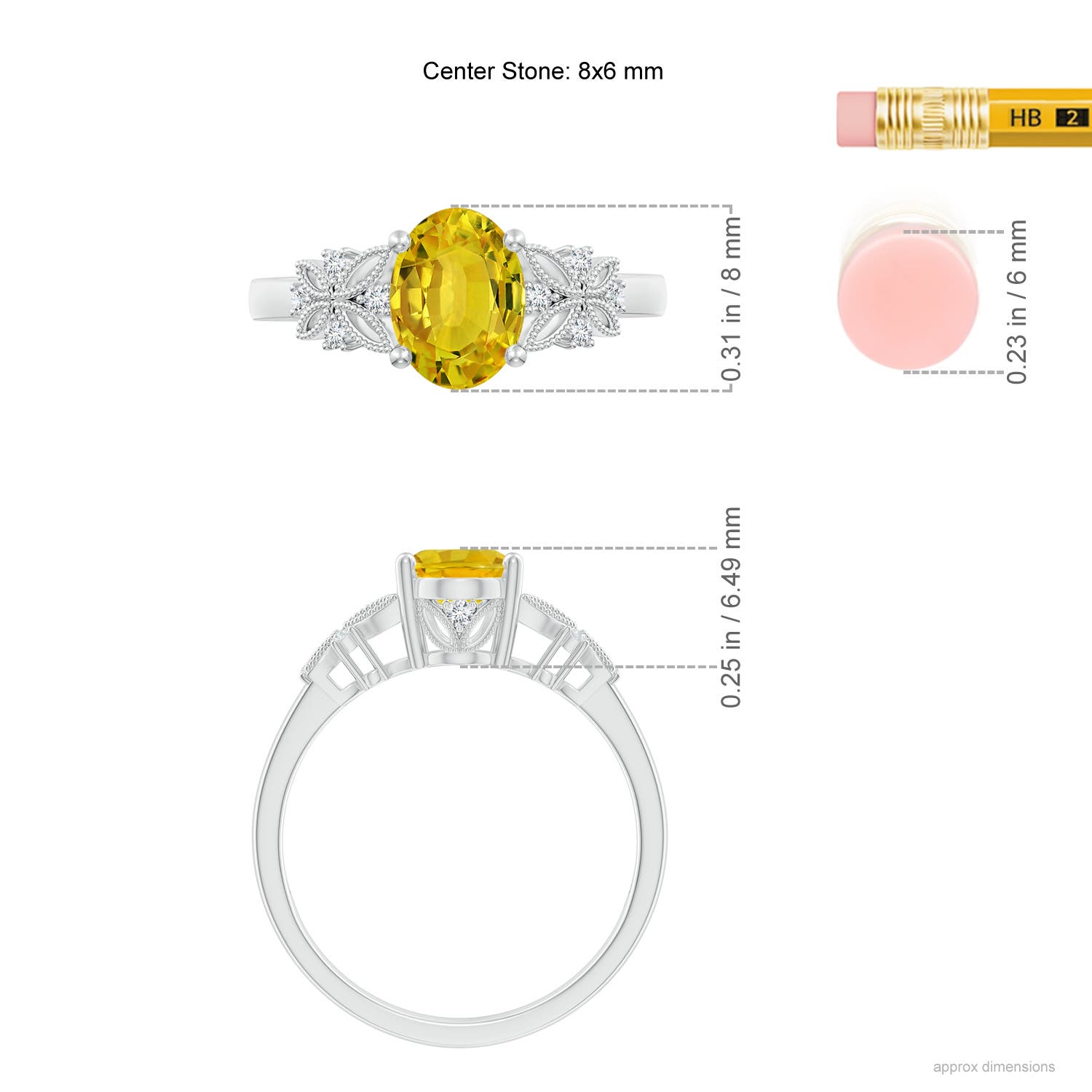 AAAA - Yellow Sapphire / 1.6 CT / 14 KT White Gold