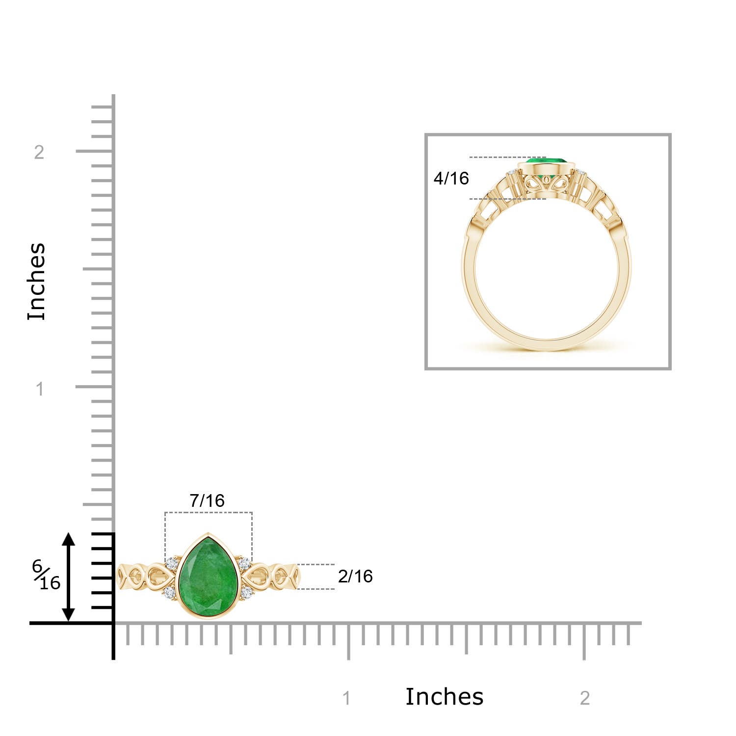 A - Emerald / 0.99 CT / 14 KT Yellow Gold