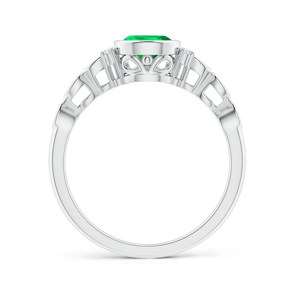 8x6mm AAA Bezel Set Vintage Pear Emerald Ring with Diamond Accents in White Gold Product Image