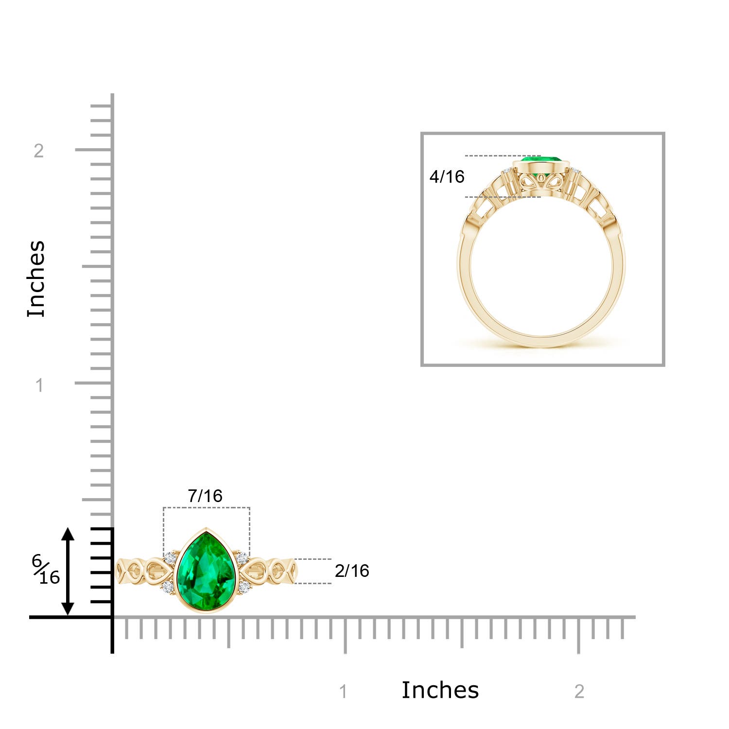 AAA - Emerald / 0.99 CT / 14 KT Yellow Gold