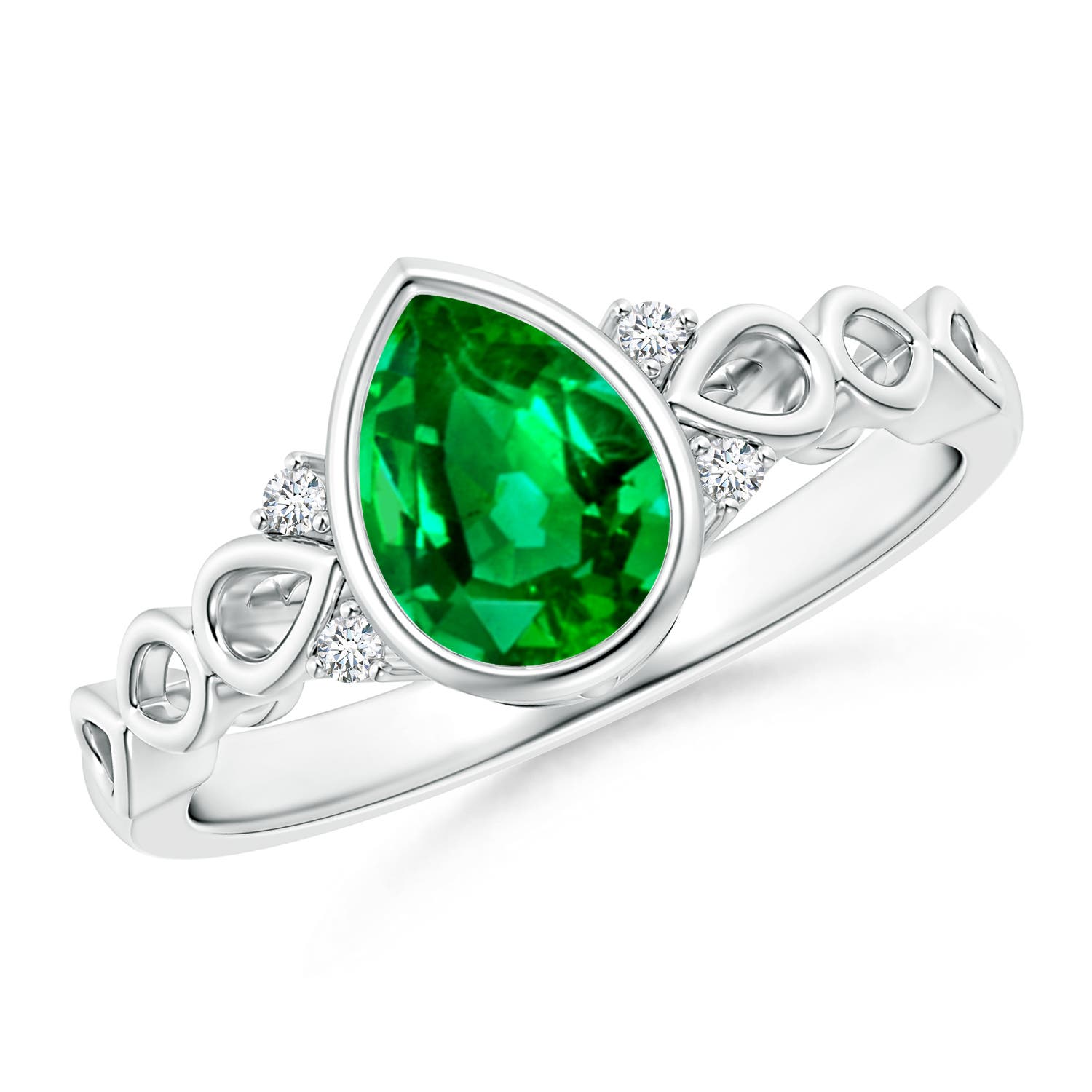 AAAA - Emerald / 0.99 CT / 14 KT White Gold