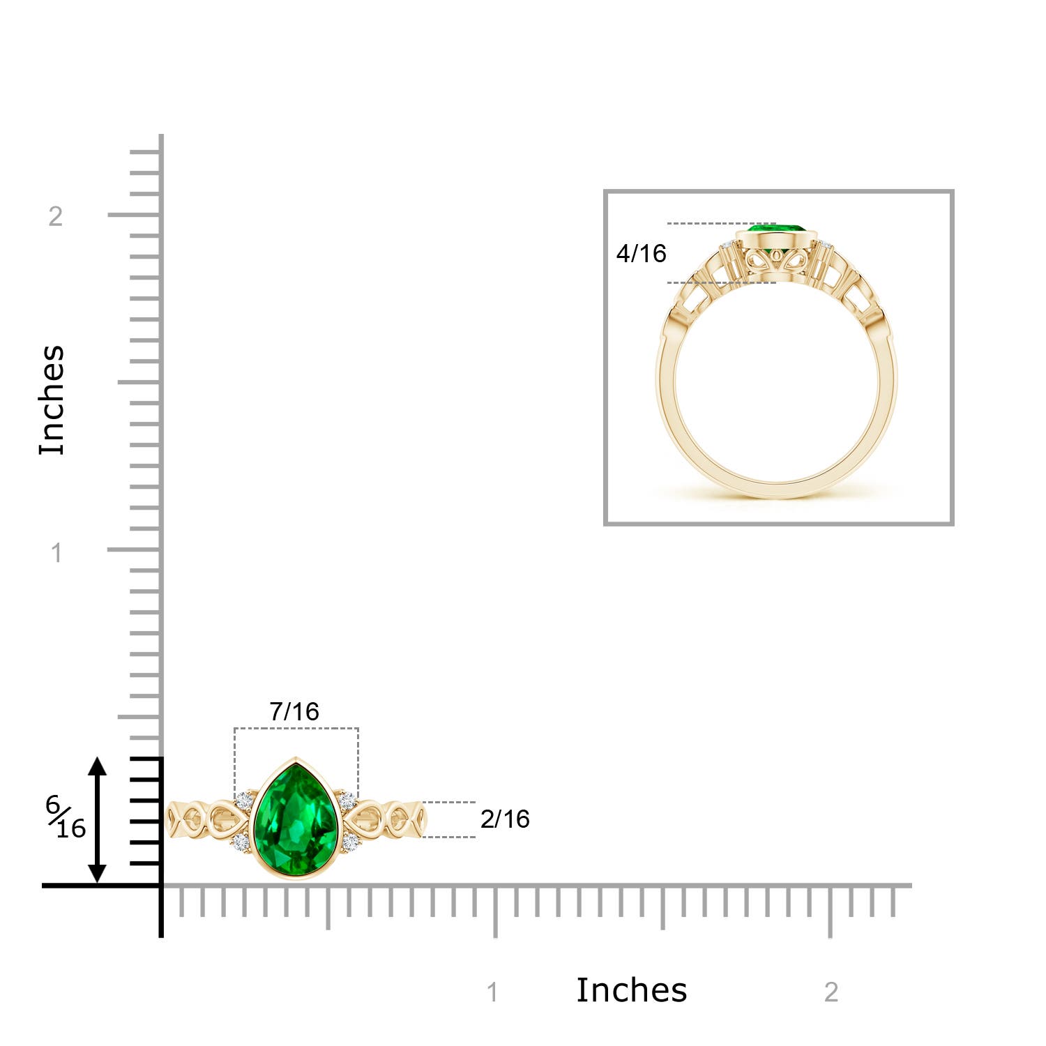 AAAA - Emerald / 0.99 CT / 14 KT Yellow Gold