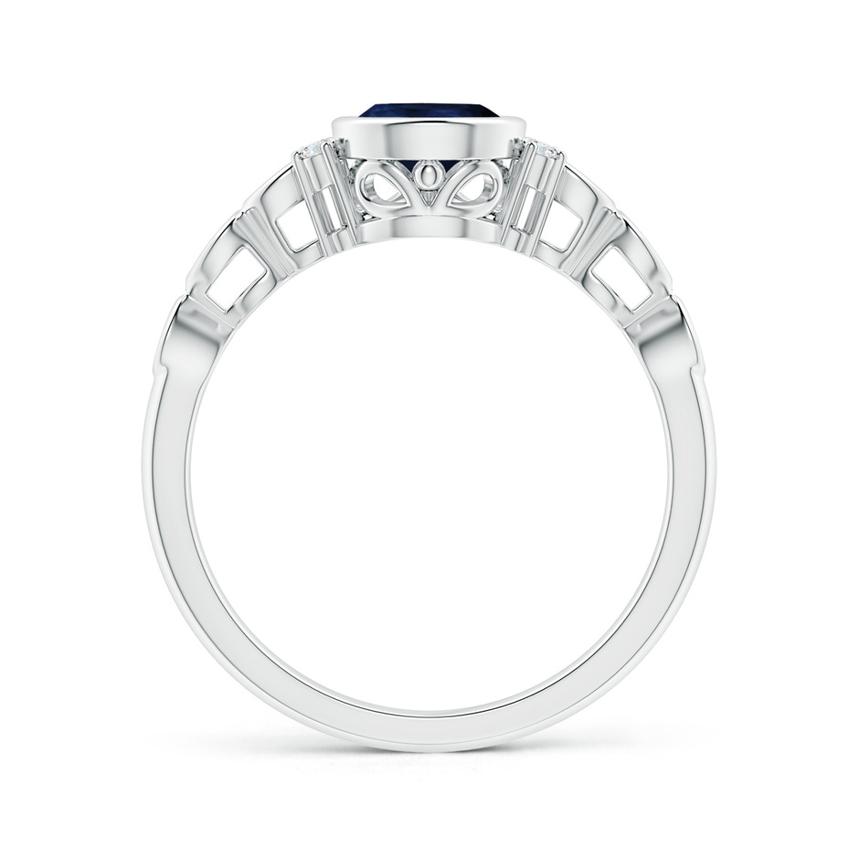 8x6mm A Bezel Set Vintage Pear Sapphire Ring with Diamond Accents in White Gold Product Image