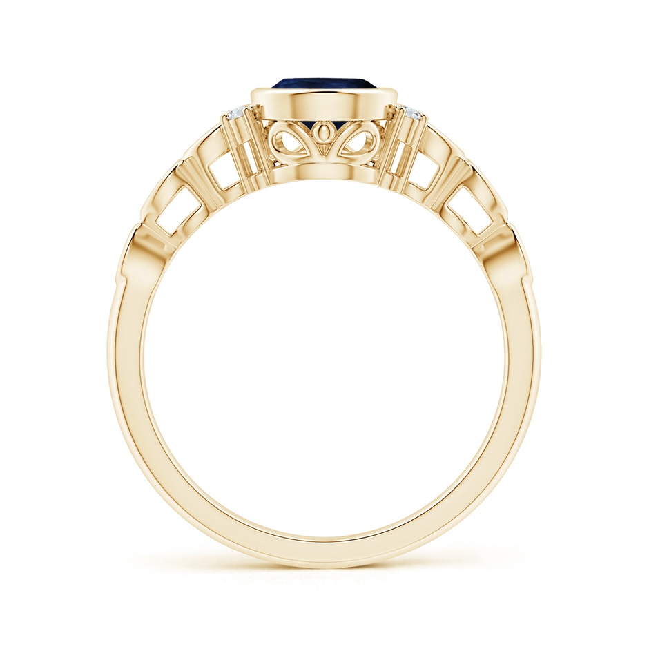 8x6mm A Bezel Set Vintage Pear Sapphire Ring with Diamond Accents in Yellow Gold product image