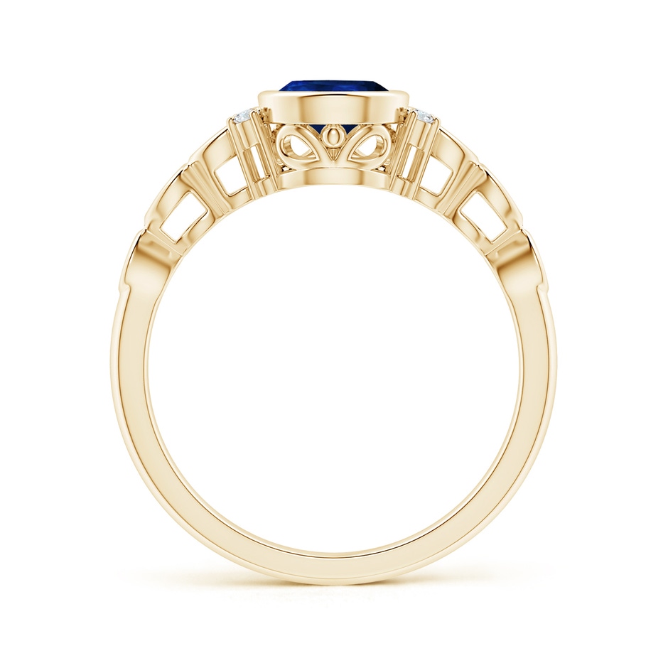 8x6mm AA Bezel Set Vintage Pear Sapphire Ring with Diamond Accents in Yellow Gold product image