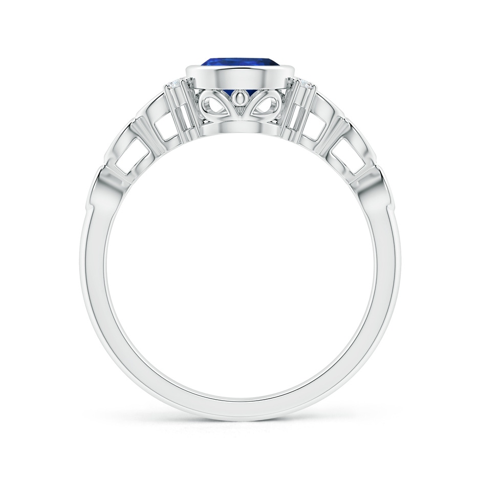 8x6mm AAA Bezel Set Vintage Pear Sapphire Ring with Diamond Accents in 9K White Gold product image