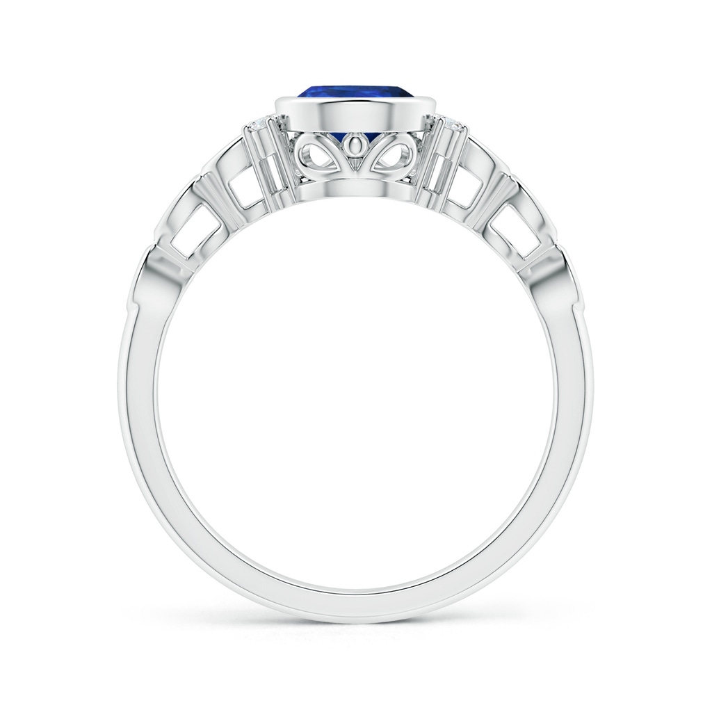 8x6mm AAA Bezel Set Vintage Pear Sapphire Ring with Diamond Accents in White Gold Product Image