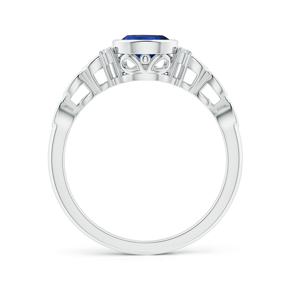 8x6mm AAA Bezel Set Vintage Pear Sapphire Ring with Diamond Accents in White Gold product image