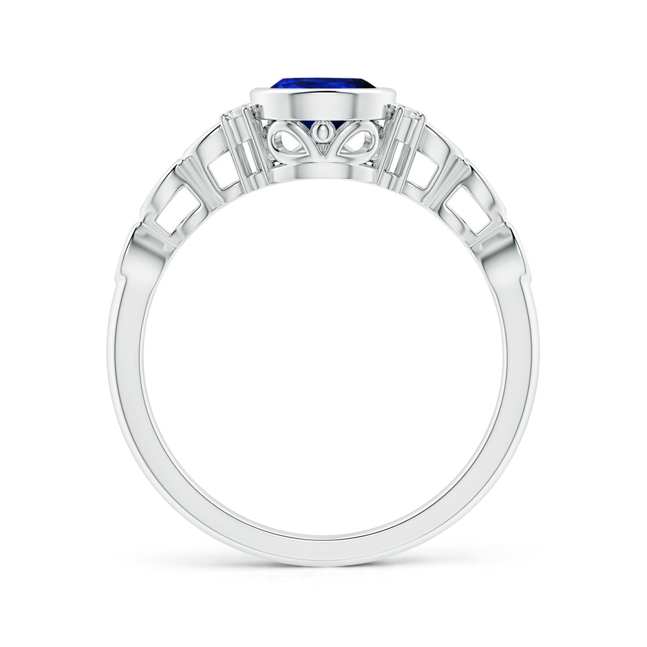 8x6mm Lab-Grown Bezel Set Vintage Pear Sapphire Ring with Diamond Accents in P950 Platinum product image