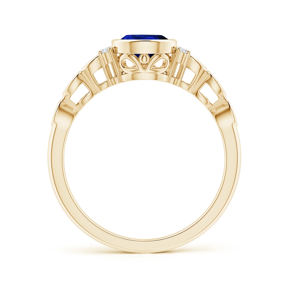 8x6mm Lab-Grown Bezel Set Vintage Pear Sapphire Ring with Diamond Accents in Yellow Gold product image