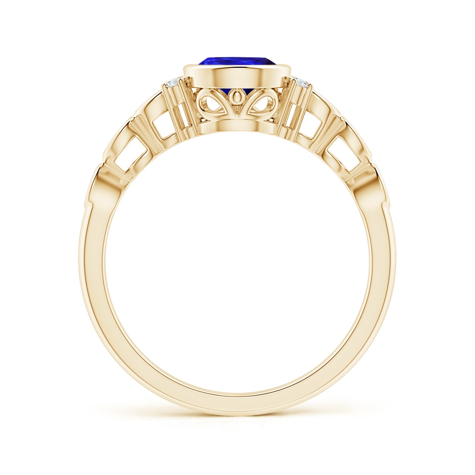 8x6mm AAAA Bezel Set Vintage Pear Tanzanite Ring with Diamond Accents in Yellow Gold product image