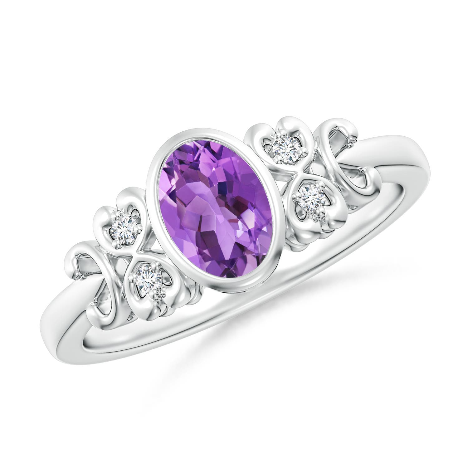 AA - Amethyst / 0.74 CT / 14 KT White Gold