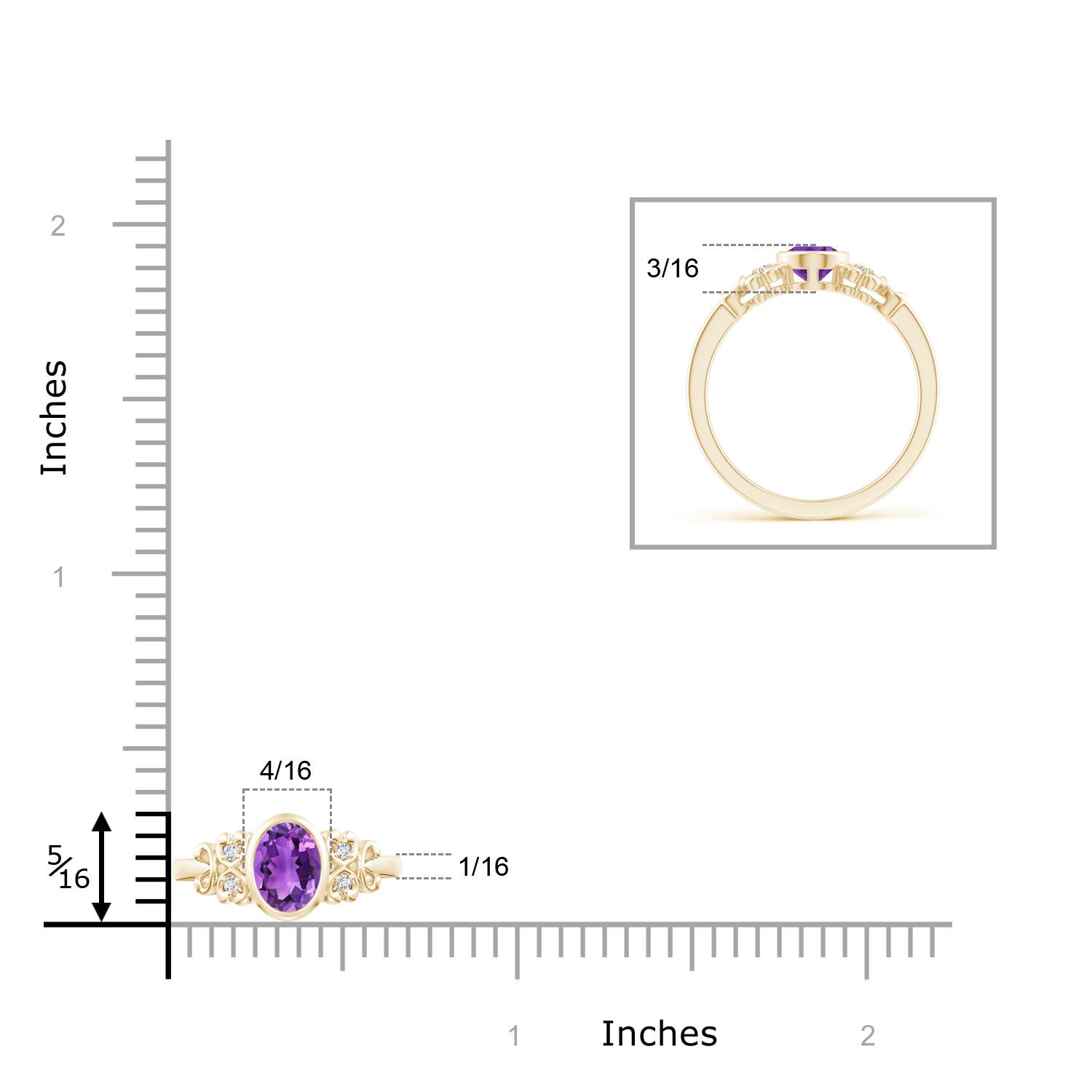 AAA - Amethyst / 0.74 CT / 14 KT Yellow Gold