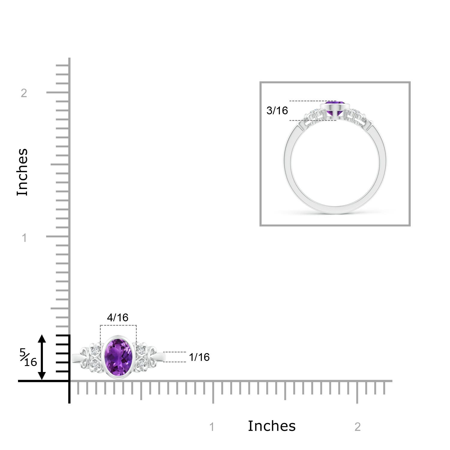 AAAA - Amethyst / 0.74 CT / 14 KT White Gold