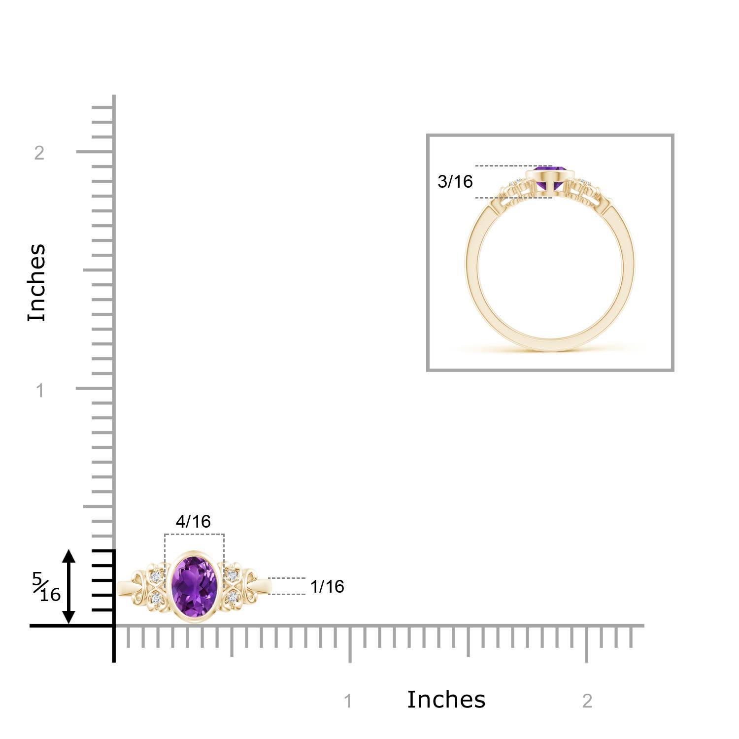 AAAA - Amethyst / 0.74 CT / 14 KT Yellow Gold