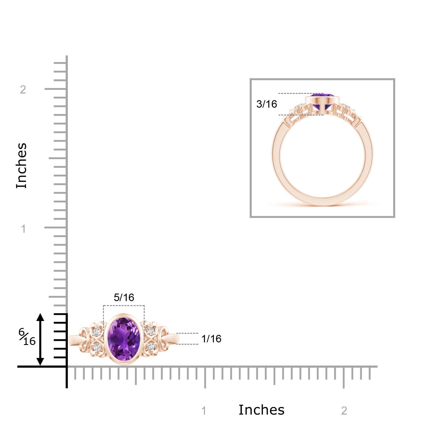 AAAA - Amethyst / 1.2 CT / 14 KT Rose Gold