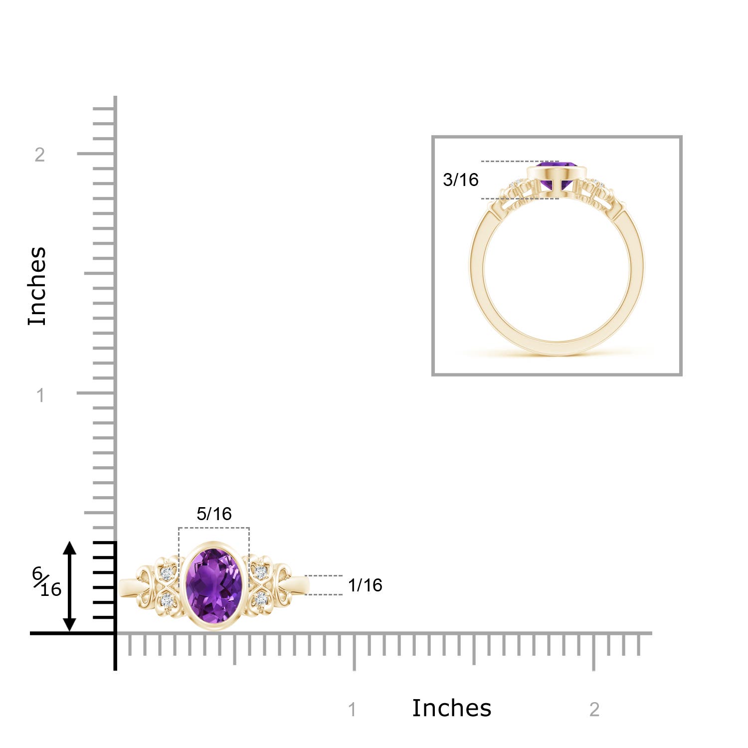 AAAA - Amethyst / 1.2 CT / 14 KT Yellow Gold