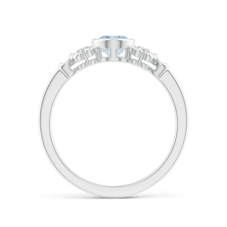 7x5mm A Vintage Style Bezel-Set Oval Aquamarine Ring with Diamonds in P950 Platinum side-1