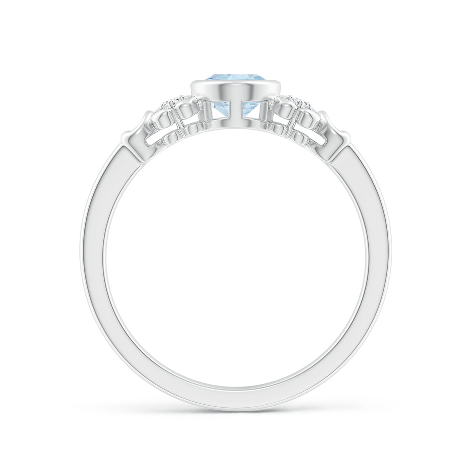 7x5mm AA Vintage Style Bezel-Set Oval Aquamarine Ring with Diamonds in White Gold side-1