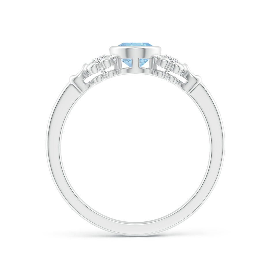 7x5mm AAA Vintage Style Bezel-Set Oval Aquamarine Ring with Diamonds in White Gold side-1