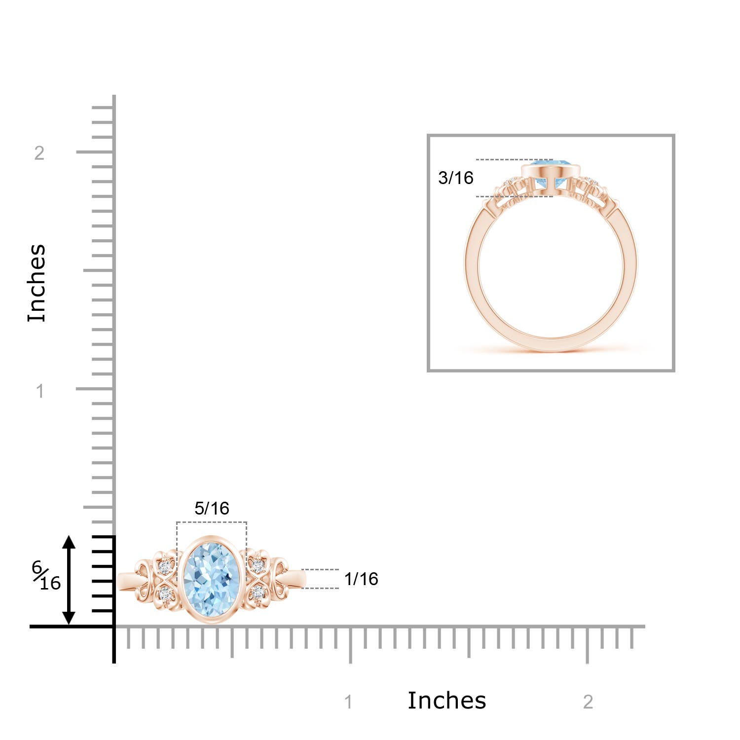 AAA - Aquamarine / 1.05 CT / 14 KT Rose Gold