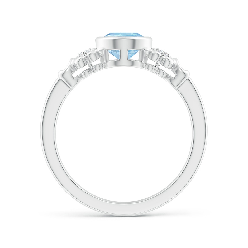 8x6mm AAA Vintage Style Bezel-Set Oval Aquamarine Ring with Diamonds in White Gold side-1