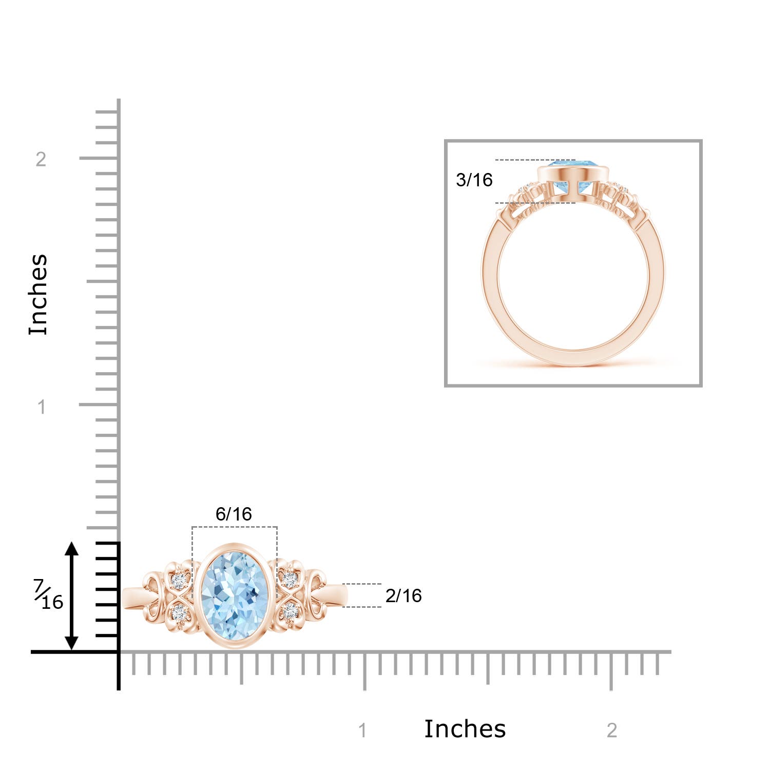 AAA - Aquamarine / 1.56 CT / 14 KT Rose Gold