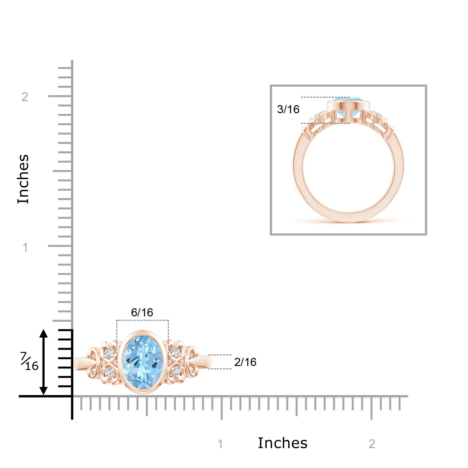 AAAA - Aquamarine / 1.56 CT / 14 KT Rose Gold