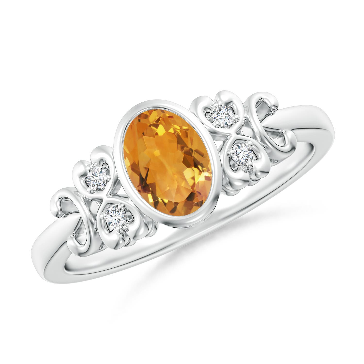 AA - Citrine / 0.79 CT / 14 KT White Gold