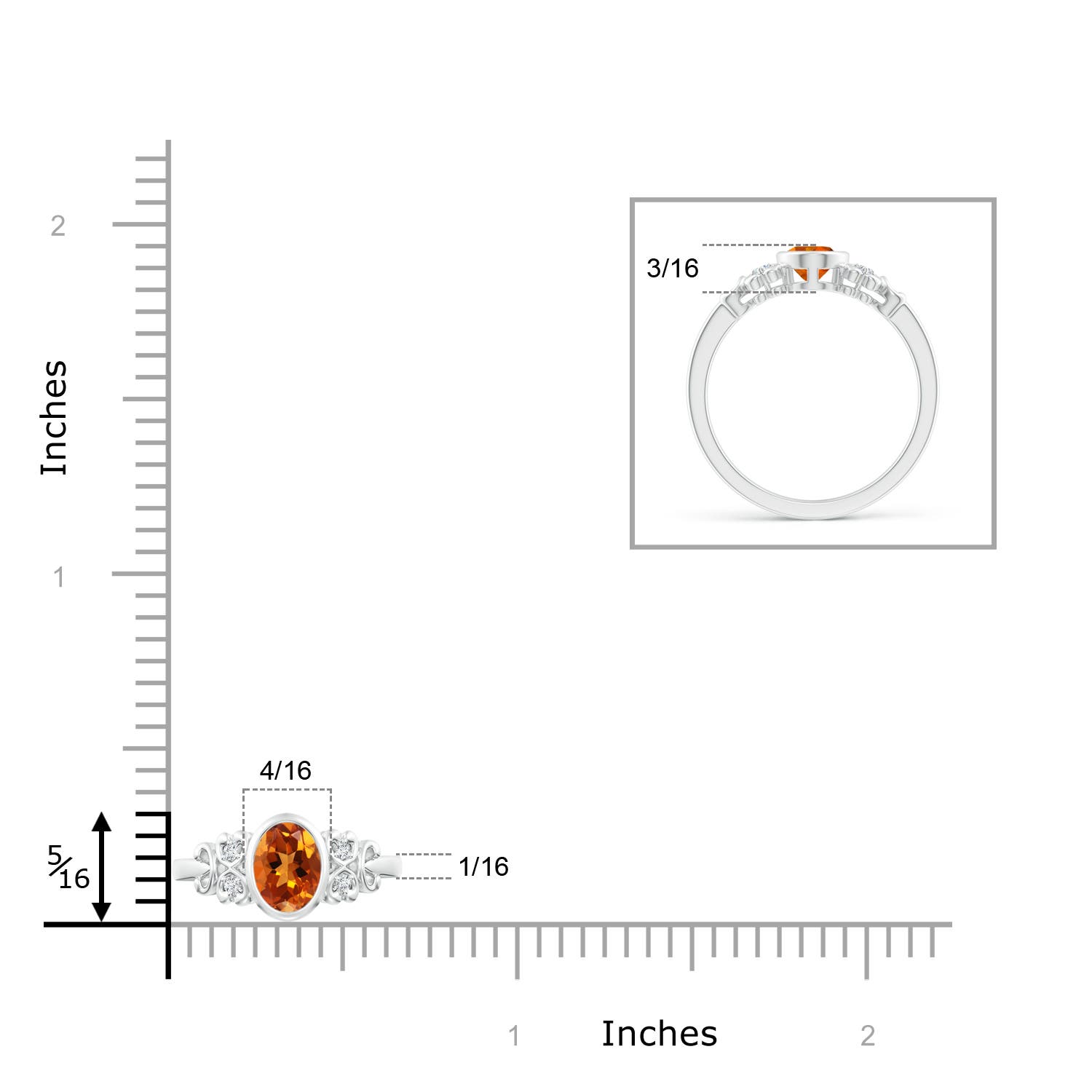 AAAA - Citrine / 0.79 CT / 14 KT White Gold