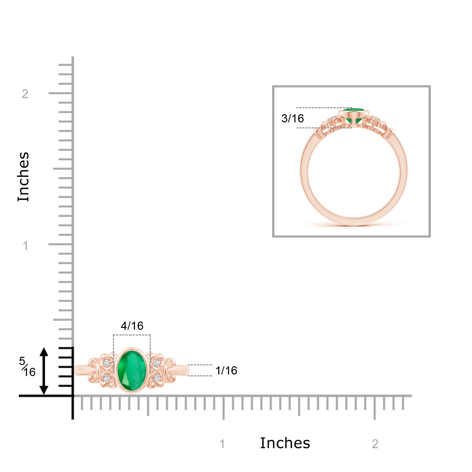 A - Emerald / 0.7 CT / 14 KT Rose Gold