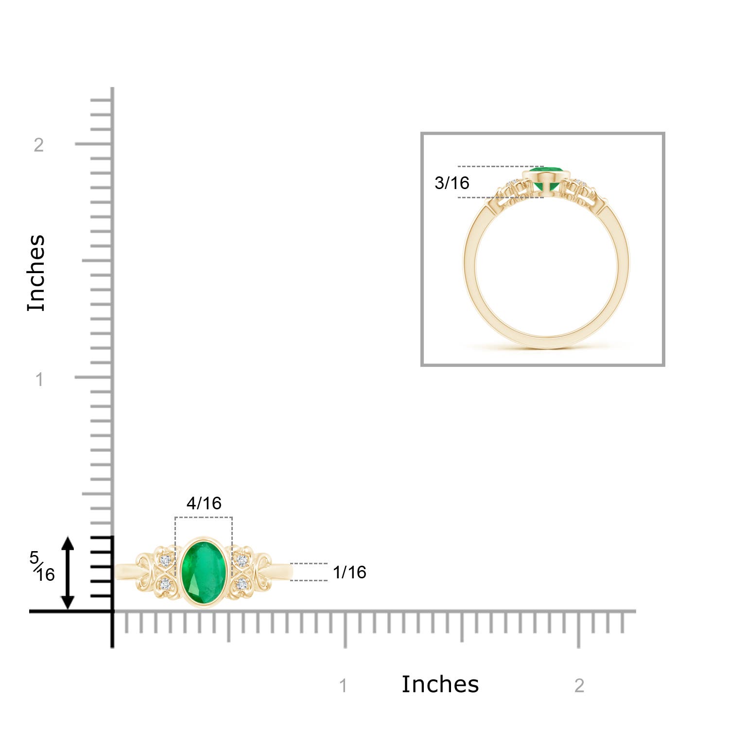 A - Emerald / 0.7 CT / 14 KT Yellow Gold