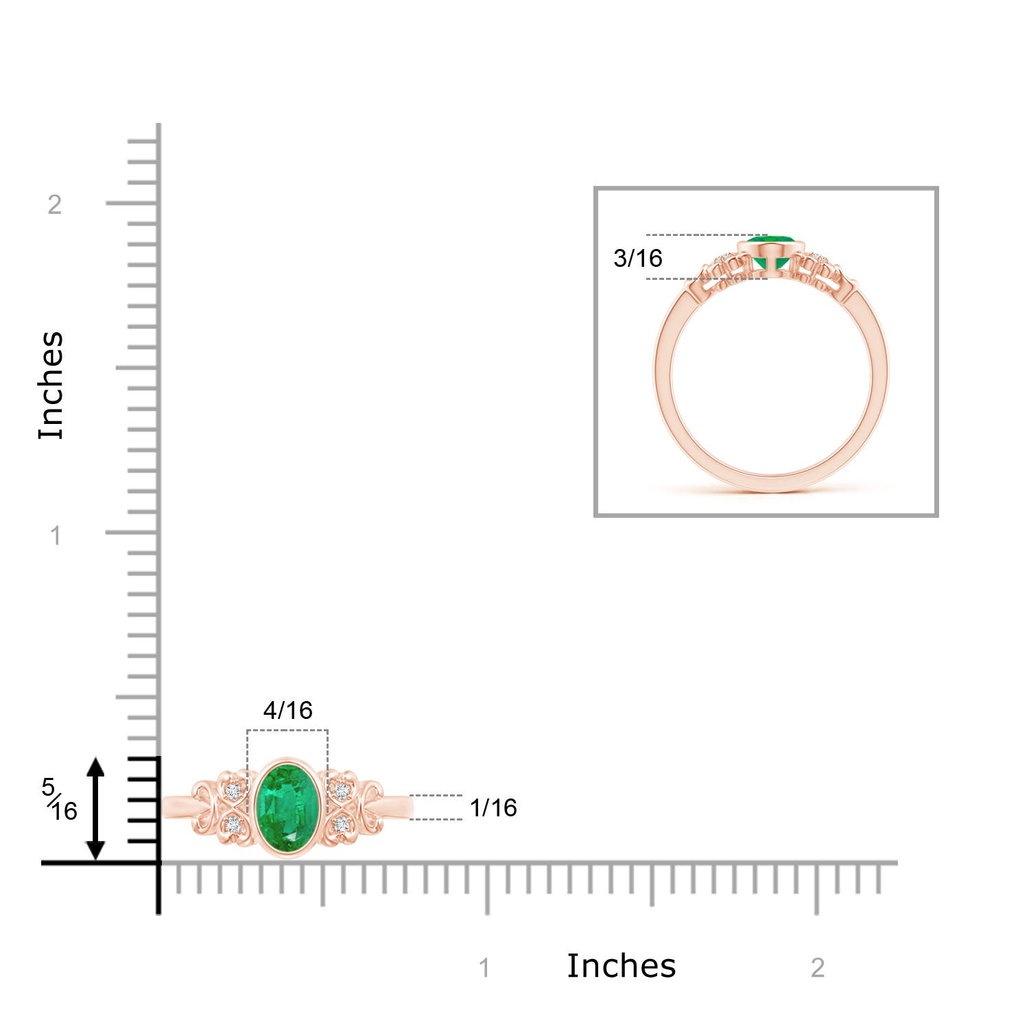 AA - Emerald / 0.7 CT / 14 KT Rose Gold