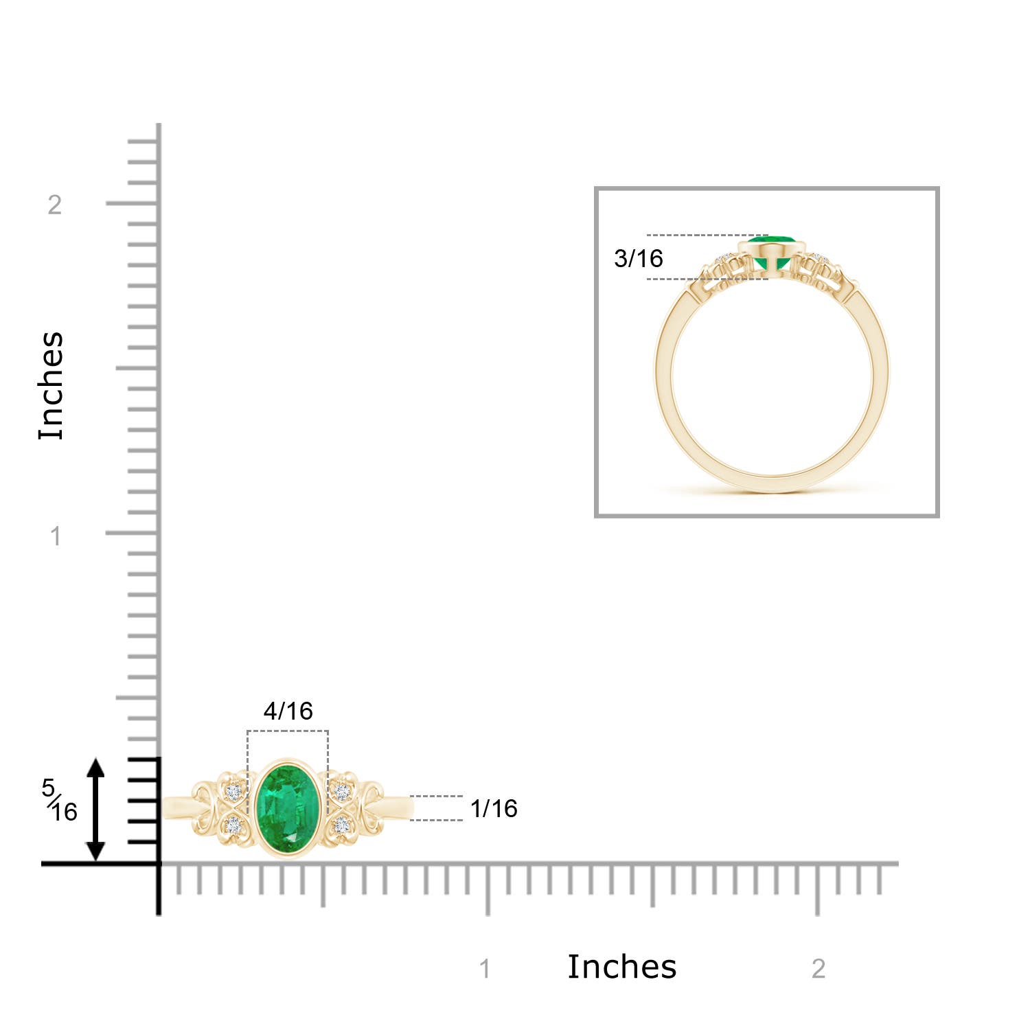 AA - Emerald / 0.7 CT / 14 KT Yellow Gold