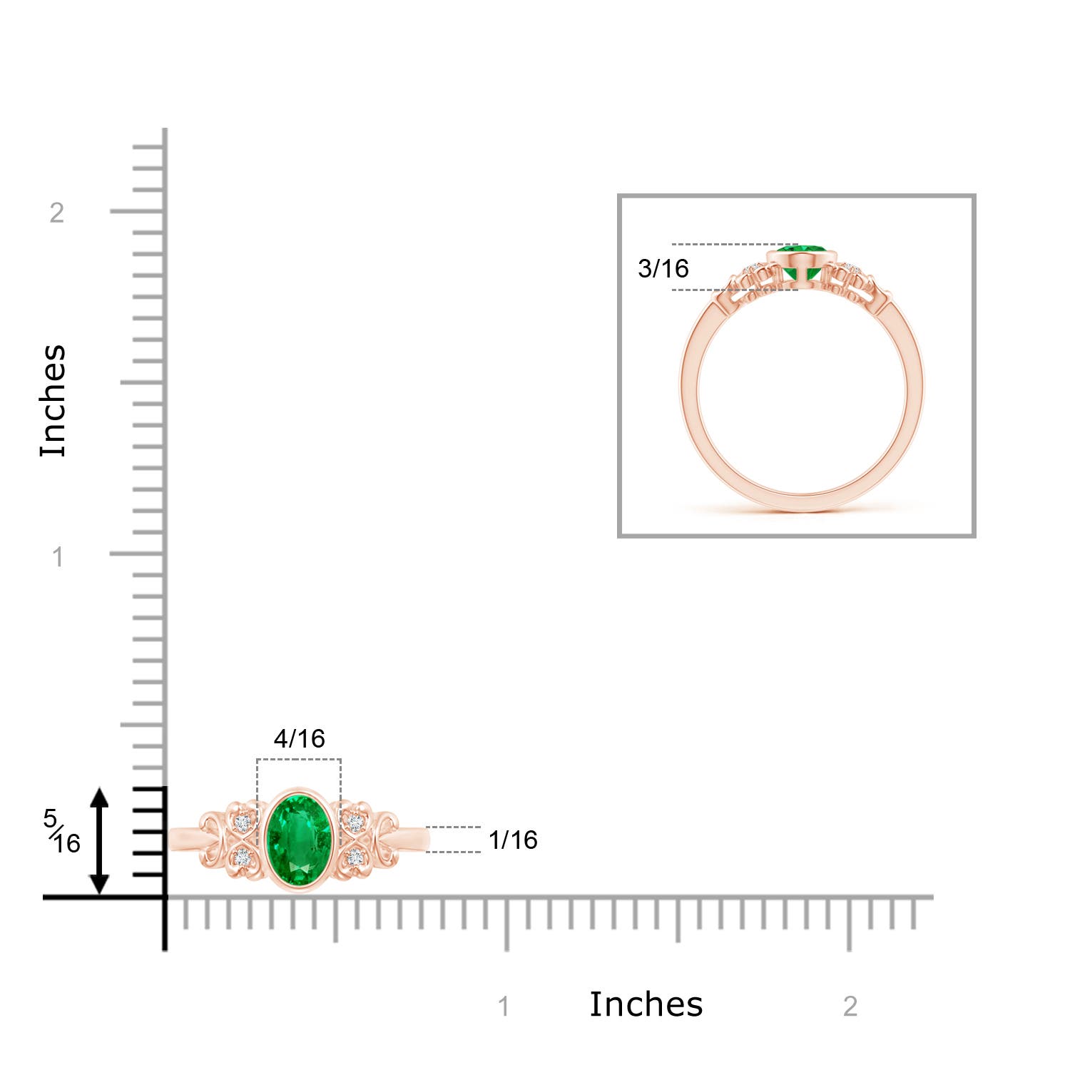 AAA - Emerald / 0.7 CT / 14 KT Rose Gold