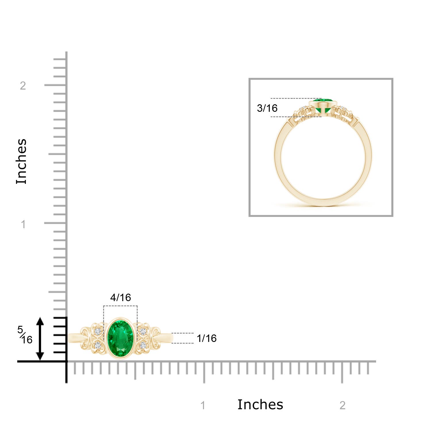 AAA - Emerald / 0.7 CT / 14 KT Yellow Gold