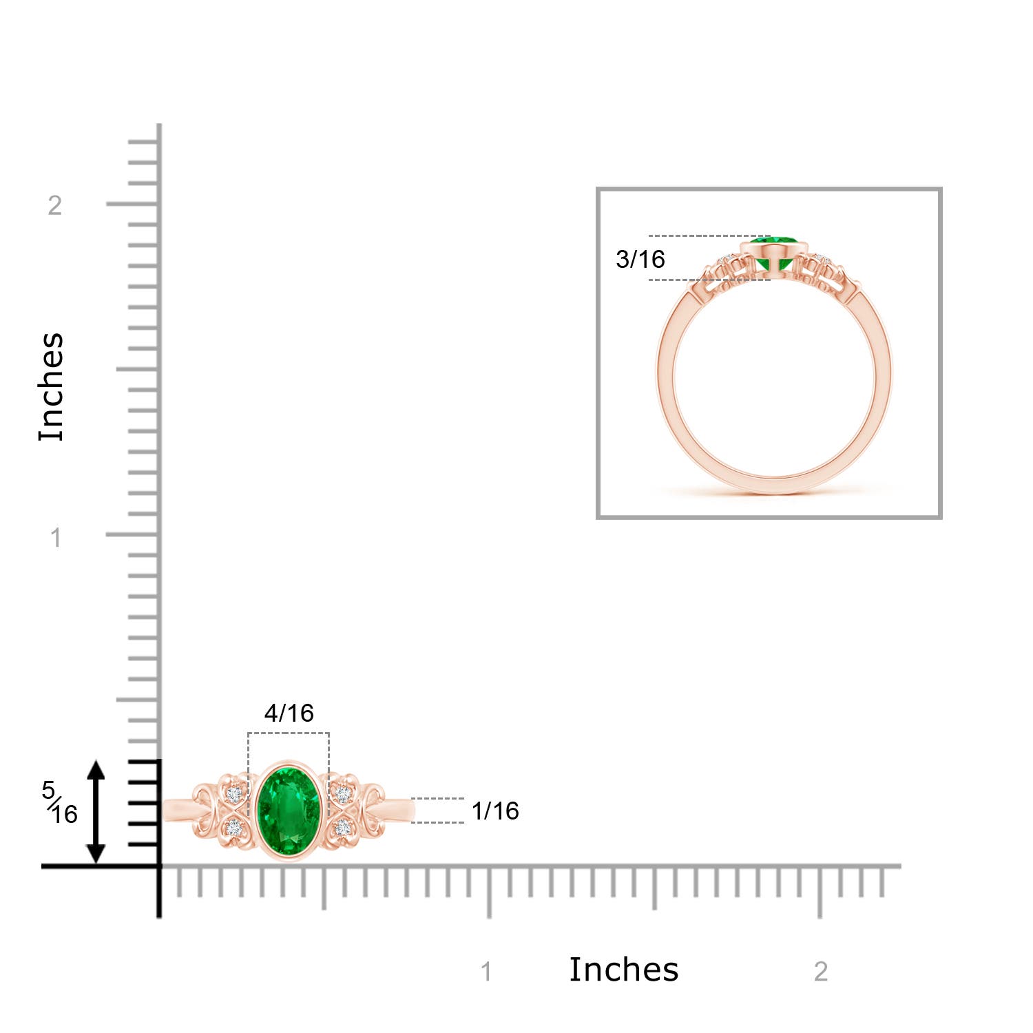 AAAA - Emerald / 0.7 CT / 14 KT Rose Gold