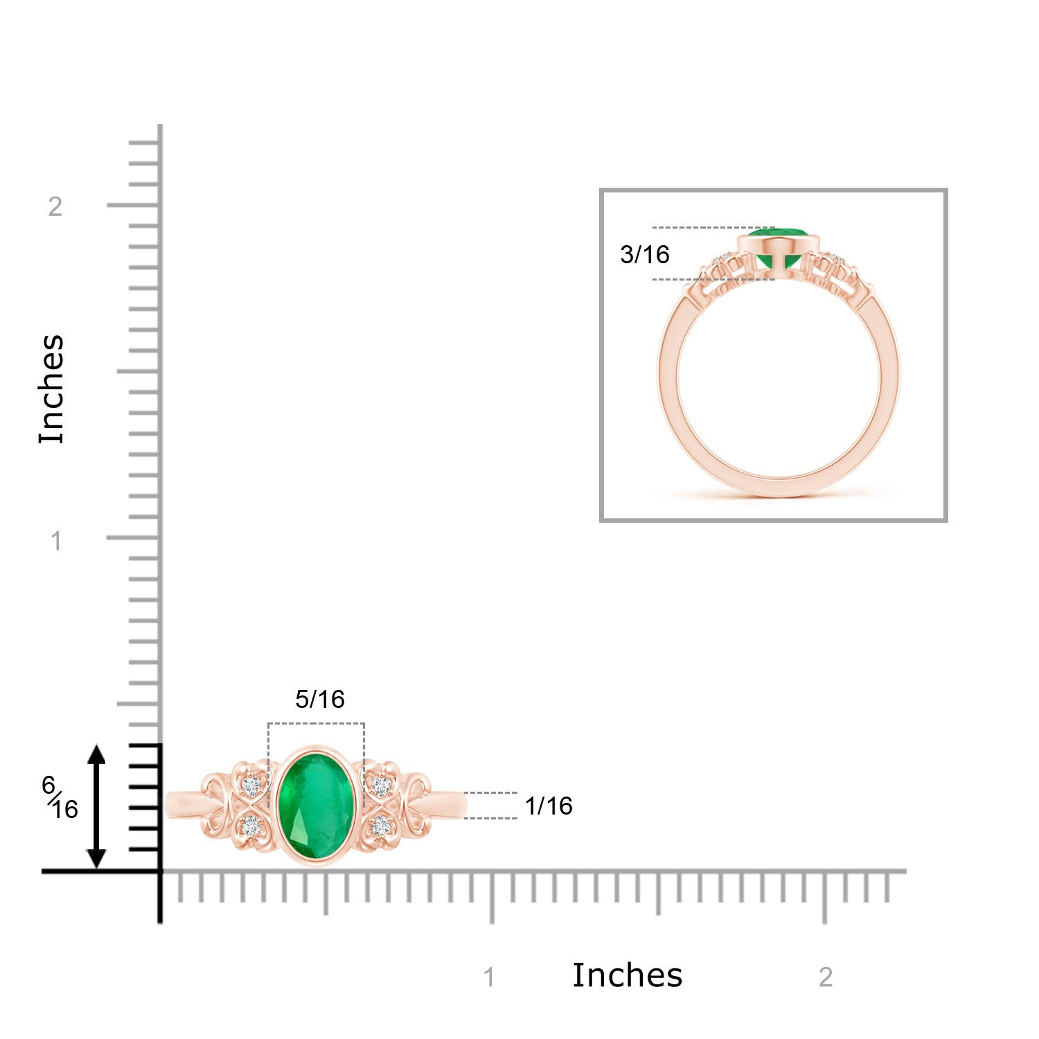 A - Emerald / 1.15 CT / 14 KT Rose Gold