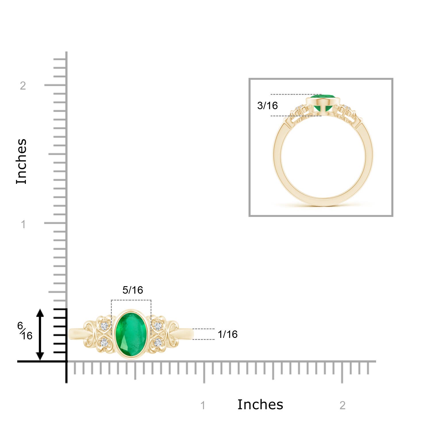 A - Emerald / 1.15 CT / 14 KT Yellow Gold